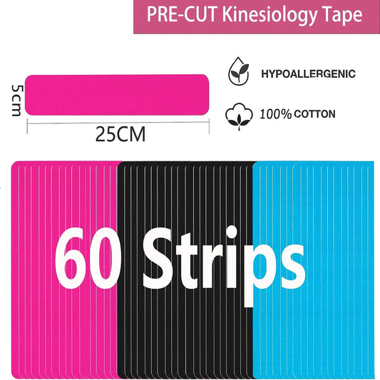 multicolor kinesiology tape strips precut for sports support