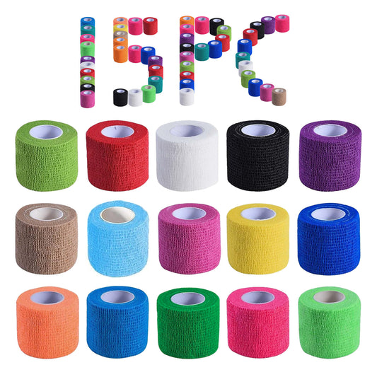 15 Pack Self Adhesive Bandage Wrap 2 Inch x 5 Yards