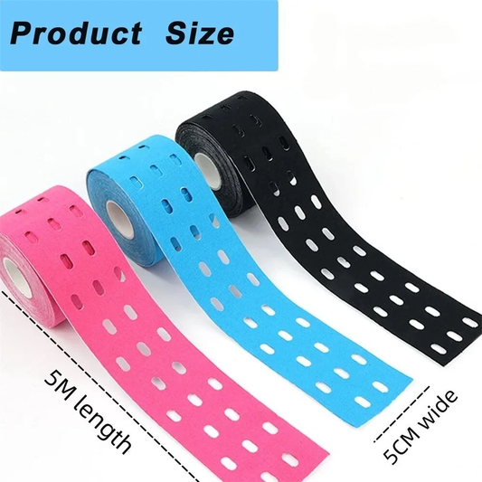 Kinesiology Tape Roll Breathable Perforated Muscle Strain Tape Elastic Knee Support Strips Waterproof